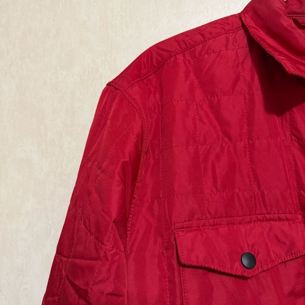 Chaps Solid Red Quilted Lightweight Snap Button Shirt Jacket - Picture 2 of 5